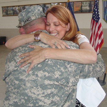 military spouses hugging